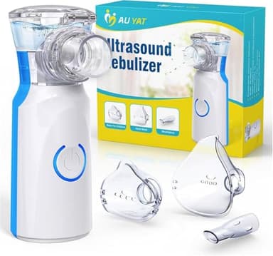 Aerosol Portatile Silenzioso, Macchina Aerosol per Adulti e Bambini, Ricaricabile Aerosol Portatile con 2 Maschere e Boccaglio, 2 Modalità Regolabili, Apparecchio Aerosol per Viaggi e Uso Domestico