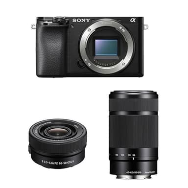 Sony Alpha 6100 Kit Fotocamera Digitale Mirrorless con Obiettivi Intercambiabili SELP 16-50mm + SEL 55-210mm, Sensore APS-C, Video 4K, Real Time Eye AF, ILCE6100AB + SELP16502B + SEL55210, Nero