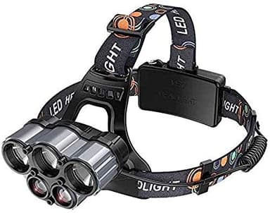ZJFHEYUO Torcia Frontale a LED ad Alta Potenza, Resistente all'Acqua, LED Super Luminoso, 6 modalità di Illuminazione, la Migliore Lampada Frontale per Campeggio, Corsa, attività