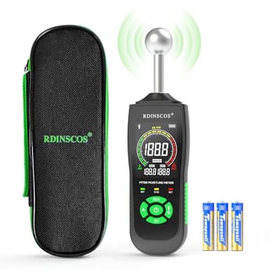 Misuratore Umidità Muri, RDINSCOS Rilevatori Di Umidità Igrometro Professionale Senza Ago con Funzione di Allarme Analisi Della Profondità di 5-40 mm,per Parete, Legno,Intonaco,Muratura (MT68)