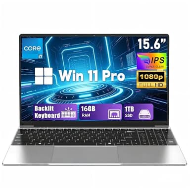 FUNYET Computer Portatile,2026 Portatil da 15,6 pollici, 16 GB di RAM, 1 TB di SSD, Core i7-7600U Laptop PC, IPS FHD 1920 * 1080 Notebook, 6000 mAh,WiFi5,Tastiera retroilluminata, apertura a 180°