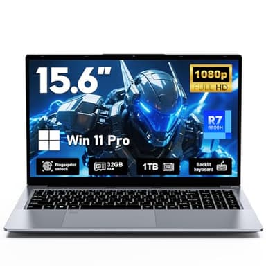 FUNYET Computer Portatile, 2026 Nuovo PC Portatile da 15,6 pollici, 32 GB di RAM, SSD da 1 TB,Laptop R7-6800H, Gaming Laptop IPS FHD 1920*1080 Notebook, 5000 mAh,Backlit keyboard, Fingerprint scanner