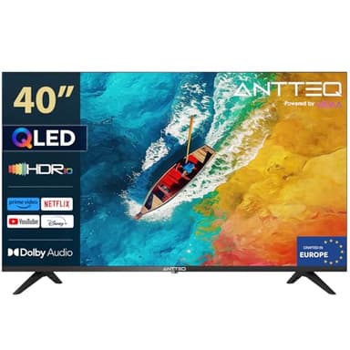 Antteq AV40F5Q 2K QLED Smart TV 40 Pollici Bluetooth con HDR10 Triplo Tuner HD (DVB-C/-S2/-T2), App Store, Netflix, Prime Video, Rakuten TV, DAZN, YouTube