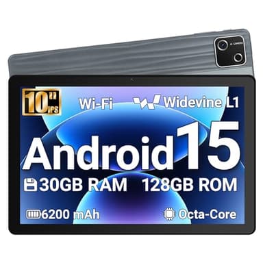 Vekoy Tablet 10 Pollici Android 15 Certificato GMS, 30GB RAM + 128GB ROM (2TB TF), Octa-Core, 6200mAh, 1280x800 HD, WiFi 6, BT 5.3, Widevine L1, Fotocamera 5MP+8MP, Tablet PC, Grigio – 2026