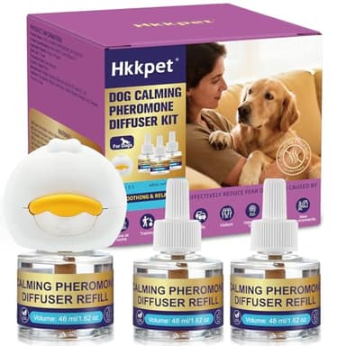 Diffusore di Feromoni per Cani con 3 Ricariche (48 ml) – Aiuta a Ridurre Comportamenti Legati allo Stress, Abbaio, Masticazione e Ansia da Separazione – Adatto a Case con Più Animali