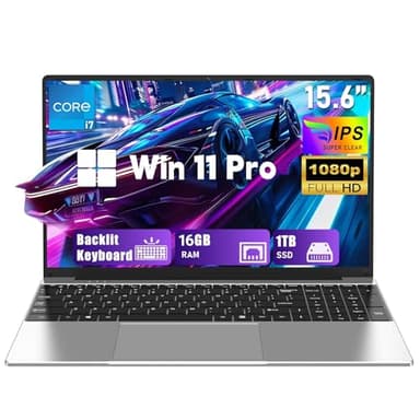 FUNYET Computer Portatile,2026 Nuovo Portatil da 15,6 pollici, 16 GB di RAM, SSD da 1 TB, Core i7-7600U Laptop PC, IPS FHD 1920 * 1080 Notebook, 6000 mAh,Tastiera retroilluminata
