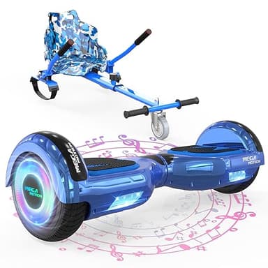 MEGA MOTION Hoverboards con Hoverkart per Bambini, Hoverboards a due Ruote da 6,5 Pollici con Altoparlante Bluetooth, con Luci a LED, Regalo per Bambini e Adolescenti