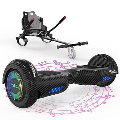 MEGA MOTION Hoverboards con Hoverkart per Bambini, Hoverboards a due Ruote da 6,5 Pollici con Altoparlante Bluetooth, con Luci a LED, Regalo per Bambini e Adolescenti