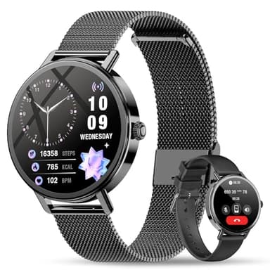 Smartwatch Donna, 1.26"Orologio Intelligente Donna con Chiamate Bluetooth, Smart Watch con 2 Cinturini, Notifiche, Sonno, Design Sottile, Compatibile con Android iOS, Smartwatch Impermeabile IP68