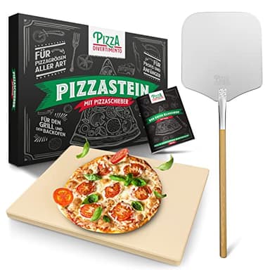 Pizza Divertimento Pietra refrattaria per pizza da forno - Con pala per pizza - Pietre di cordierite - Base croccante e condimento gustoso