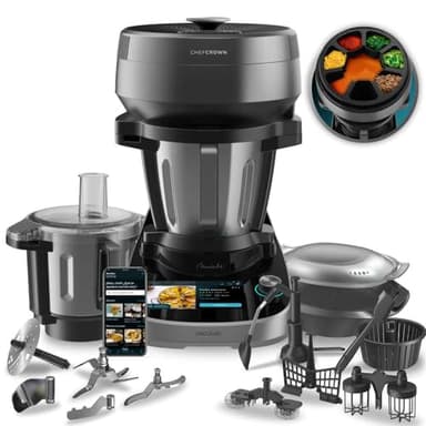Cecotec Robot da Cucina Multifunzione con Dispensatore di Alimenti Mambo CooKing Total Gourmet. 2200 W, 45 Funzioni, Migliaia di Ricette Guidate, Brocca Unique da 5L e Brocca Victory da 5L, Accessori