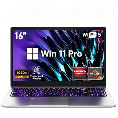 FUNYET 2026 PC Portatile 16" R7 5825U(fino a 4.5GHz) Gaming Laptop 16GB RAM 1TB SSD Win11 Vega 8 GPU 1920×1080 Notebook con All Function Type-C, WIFI6, BT5.2, USB3.2, HDMI, Tastiera Retroilluminata