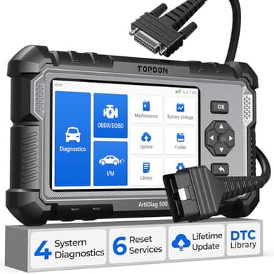 TOPDON Obd2 auto diagnostica AD500, Strumento di diagnostica auto per motore ABS SRS trasmissione, 6 servizi di reset per olio/SAS/TPMS/ETS/BMS/freno, aggiornamenti gratuiti a vita