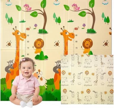 Edibaby, Tappeto Gioco Bambini, 180 x 150 cm, Spessore 1 cm,Tappeti Neonato in XPE Imbottito, Reversibile e Pieghevole, Attività per Cameretta (Jungle | 180x150 | 1 cm)