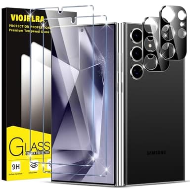 Viojrlra Vetro Temperato per Samsung Galaxy S24 Ultra, 2+2 Protezione schermo e Protezione Fotocamera Posteriore, 0 Bolle, Ultra Resistente, 9H+ HD Glass Film, Facile da installare