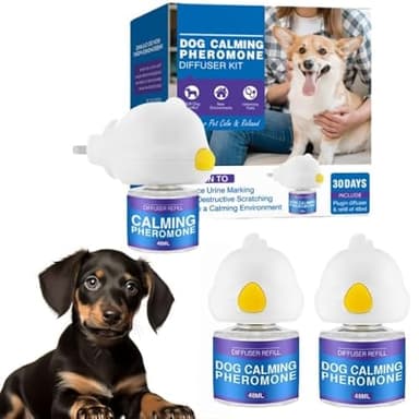 Shyllin Feromoni Cani, Calmante per Cani, 1 Calm Diffusore + 2 Ricarica 48ml, Feromoni Tranquillanti Antistress per Cane Iperattivi, Ansiosi, Rilassamento Cani Momenti Stressanti, Relaxigen Pet Cane