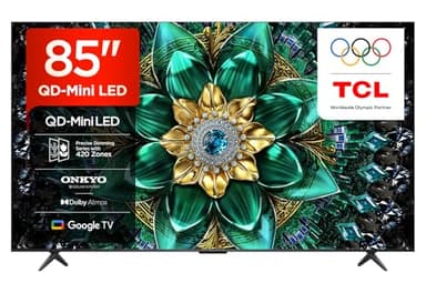 TCL 85Q6C 85'' QD-Mini LED TV, 4K HDR Premium 1000nits, Google TV (Dolby Vision IQ e Atmos, sistema audio Onkyo 2.1, Motion Clarity Pro a 144 Hz)