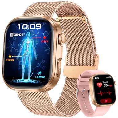 Orologio Smartwatch Donna con ECG+HRV: 1.88" Smart Watch con Bluetooth Chiamate Cardiofrequenzimetro Pressione Sonno Smartband 130+ Modalità Sportive Torcia Impermeabile IP67 Orologi per IOS e Android