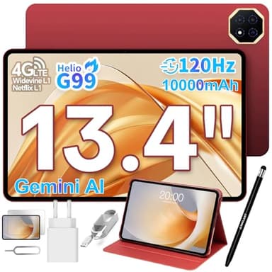 TECLAST T65 PLUS Tablet 13.4 Pollici 120Hz, Helio G99 2.2GHz Octa-Core Gemini AI, Dual SIM 4G LTE+5G WiFi, 10000mAh/18W, 20GB RAM 128GB(TF 8TB), Widevine L1/GPS/13MP/Android Tablets con Custodia+Penna