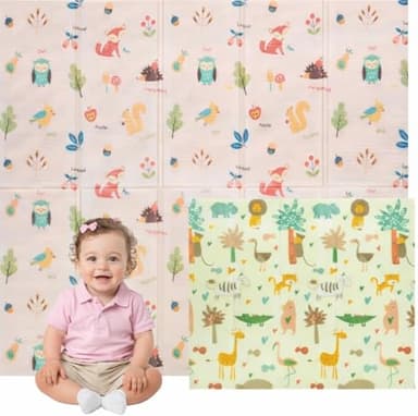 Edibaby, Tappeto Gioco Bambini, 180 x 150 cm, Spessore 1 cm,Tappeti Neonato in XPE Imbottito, Reversibile e Pieghevole, Attività per Cameretta (Native | 180x150 | 1 cm)