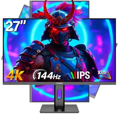 Gawfolk Gaming Monitor 27 Pollici 4k IPS, Schermo Pc 144hz Uhd 3840 X 2160p, Monitor Per Computer Per Casa E Ufficio, Hdmi, Displayport, Supporta Vesa 75 X 75 Mm