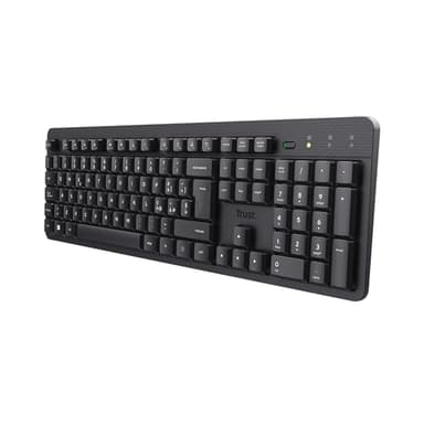 Trust Ody II Tastiera Wireless Silenziosa Layout Italiano QWERTY, Tasti a Profilo Ribassato, Resistente agli Schizzi, Ricevitore USB 2.4GHz, Tastiera PC Senza Fili, Keyboard per Laptop, Mac - Nero